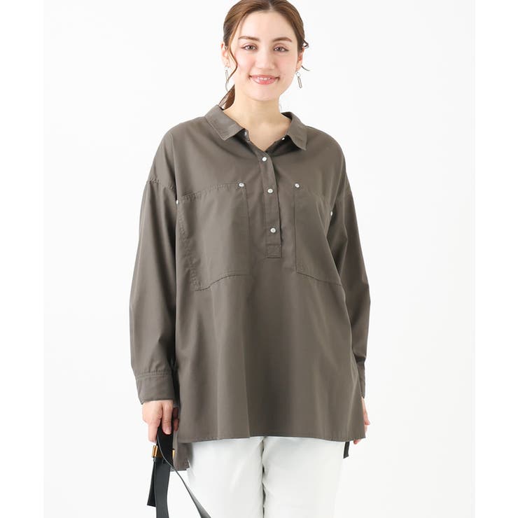 カーキ(36) | 【大きいサイズ】プルオーバーシャツ | eur3