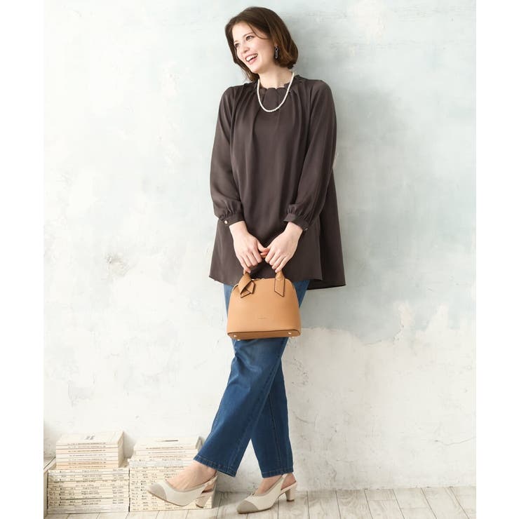 【大きいサイズ/11号サイズあり】タックネックサテンブラウス | eur3 | 詳細画像11 