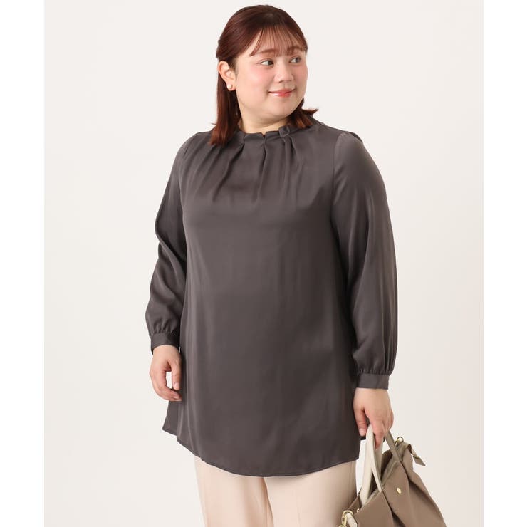 【大きいサイズ/11号サイズあり】タックネックサテンブラウス | eur3 | 詳細画像12 