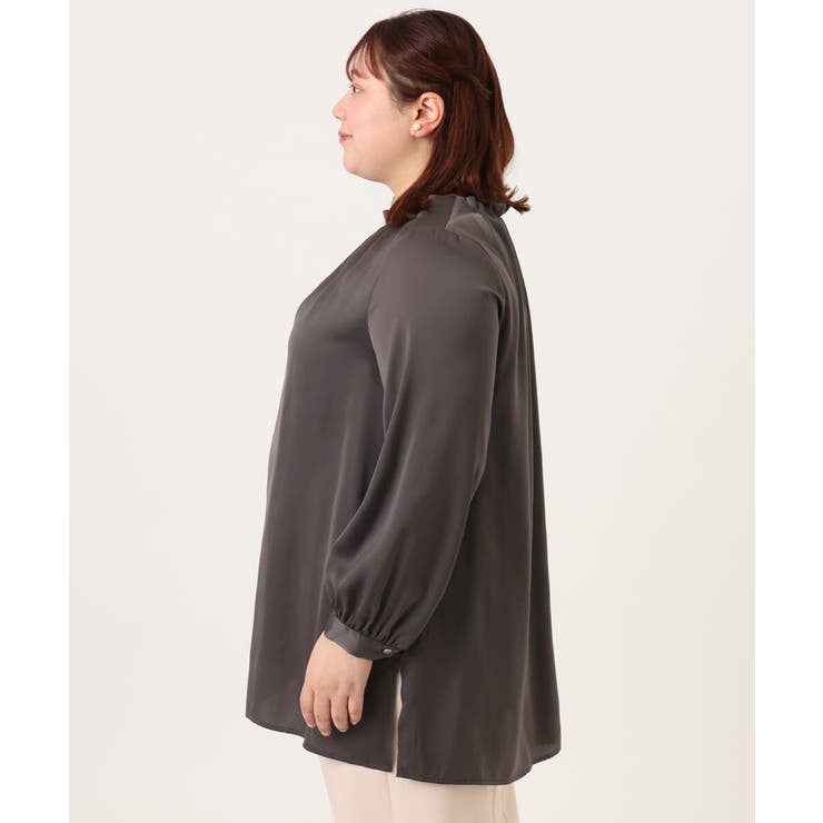 【大きいサイズ/11号サイズあり】タックネックサテンブラウス | eur3 | 詳細画像14 