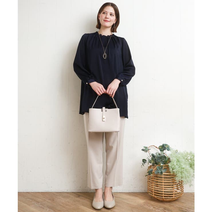 【大きいサイズ/11号サイズあり】タックネックサテンブラウス | eur3 | 詳細画像3 