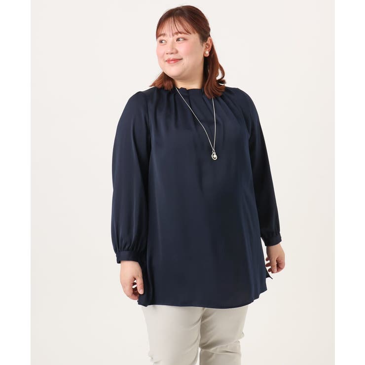 【大きいサイズ/11号サイズあり】タックネックサテンブラウス | eur3 | 詳細画像6 