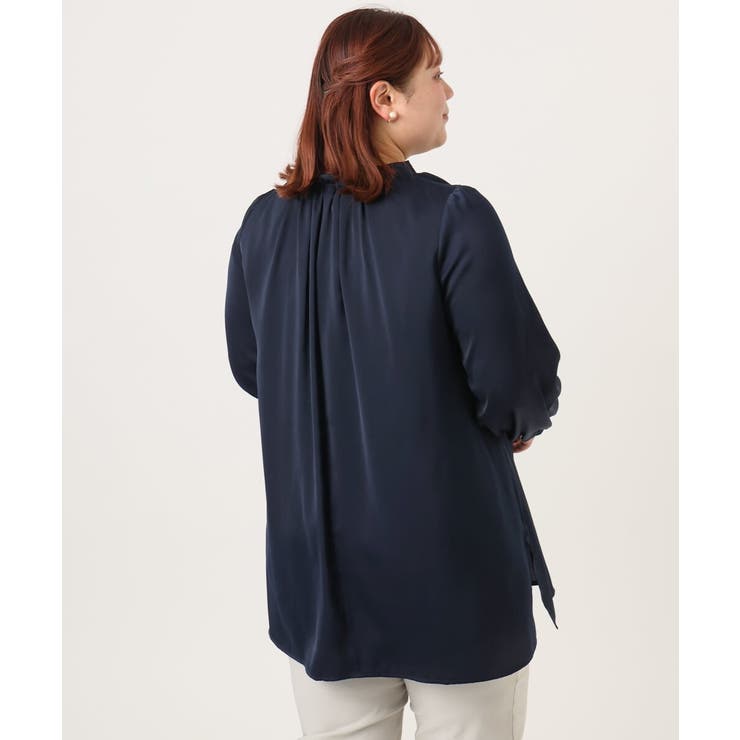 【大きいサイズ/11号サイズあり】タックネックサテンブラウス | eur3 | 詳細画像8 