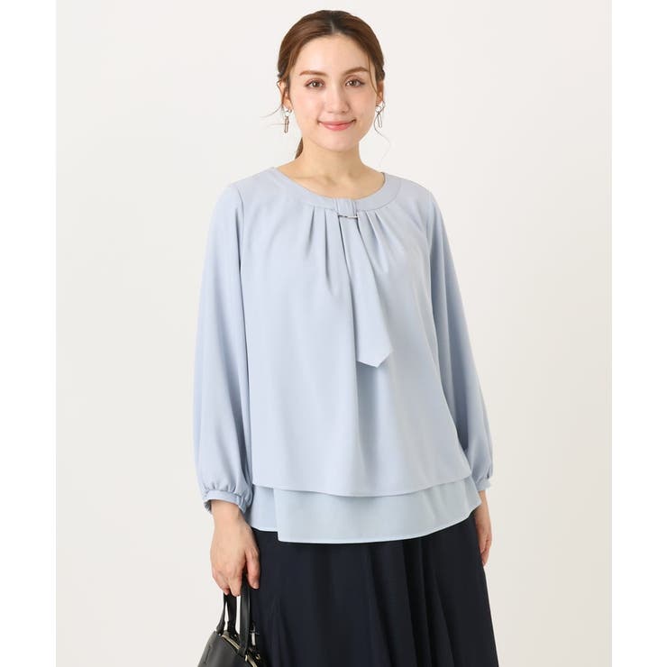 ライトブルー(50) | 【大きいサイズ/11号サイズあり】マルチWAYブラウス | eur3