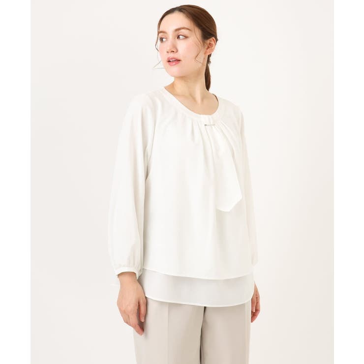 ホワイト(90) | 【大きいサイズ/11号サイズあり】マルチWAYブラウス | eur3