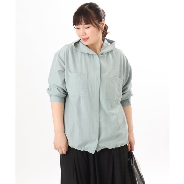 ライトグリーン | 【大きいサイズ】フーディ―ブラウス | eur3