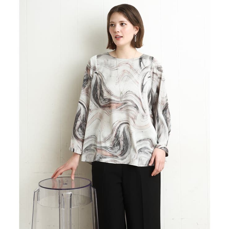 【大きいサイズ】アブストラクトプリントブラウス | eur3 | 詳細画像14 