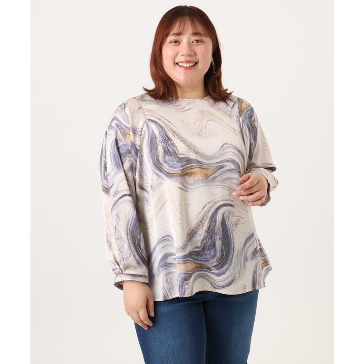 【大きいサイズ】アブストラクトプリントブラウス | eur3 | 詳細画像4 