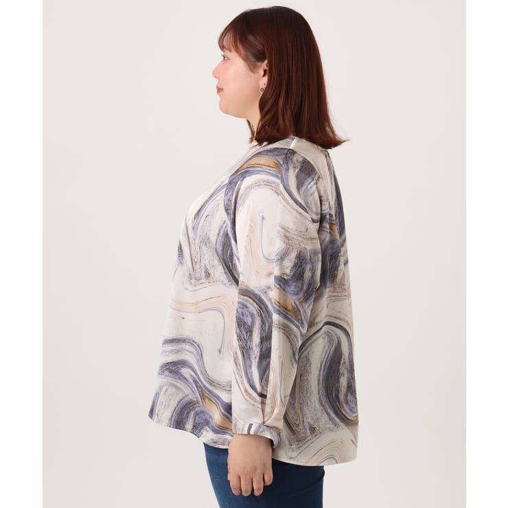 【大きいサイズ】アブストラクトプリントブラウス | eur3 | 詳細画像5 