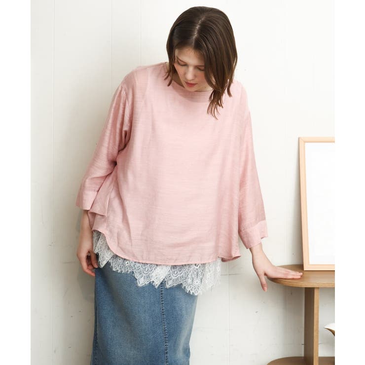ピンク(03) | 【大きいサイズ】ドロップショルダーブラウス | eur3