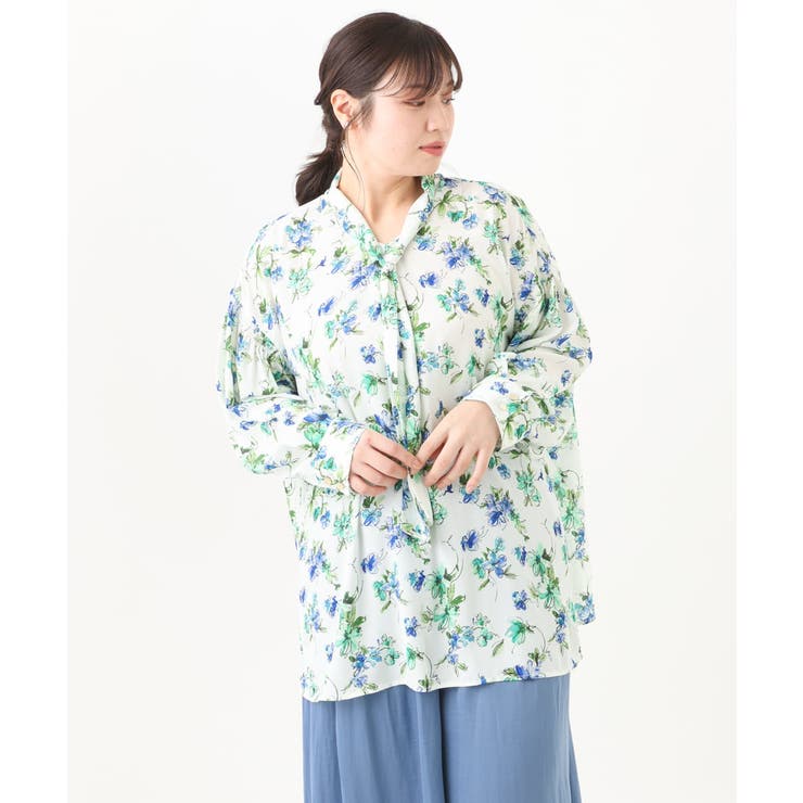 【大きいサイズ】【ロンシャン オールドコレクション】2WAYボウタイブラウス | eur3 | 詳細画像23 