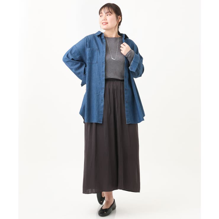 エウルキューブ eur3 【大きいサイズ】デニムシャツ （ネイビー(57)） エウルキューブ eur3 【大きいサイズ】デニムシャツ （ネイビー