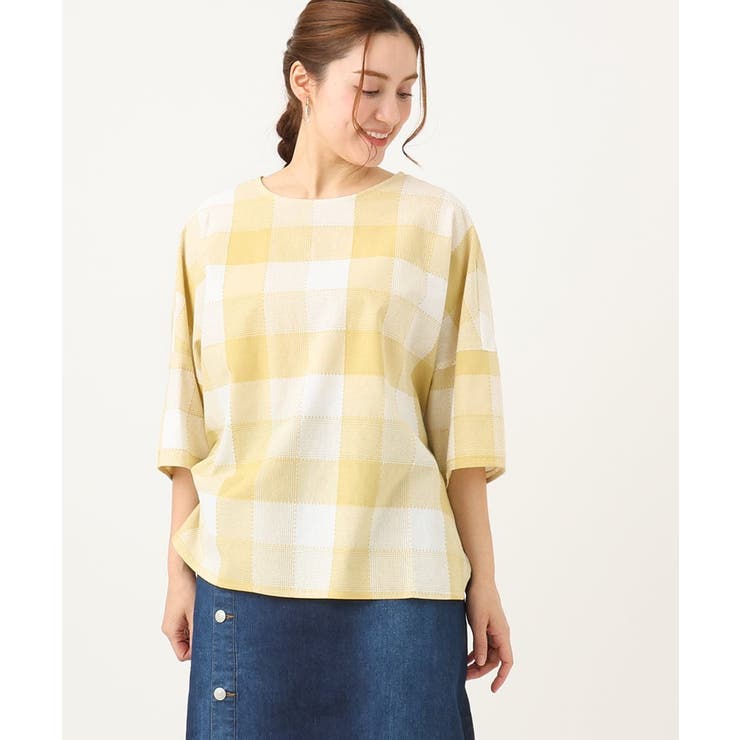 【大きいサイズ】パッチワーク風コットンブラウス | eur3 | 詳細画像1 