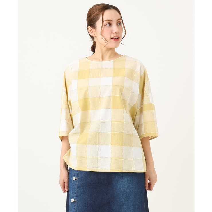 【大きいサイズ】パッチワーク風コットンブラウス | eur3 | 詳細画像2 