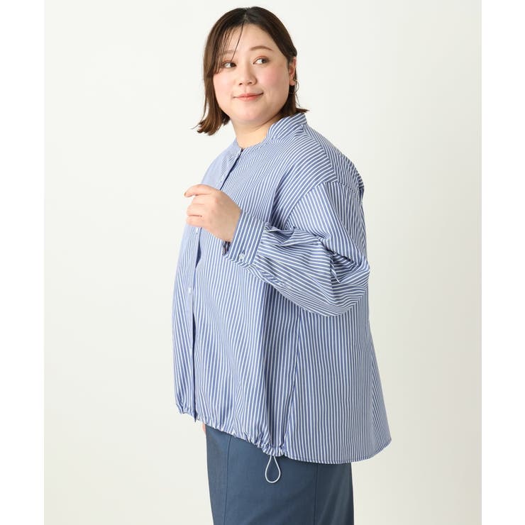 【大きいサイズ】バンドカラーラメストライプシャツ | eur3 | 詳細画像11 