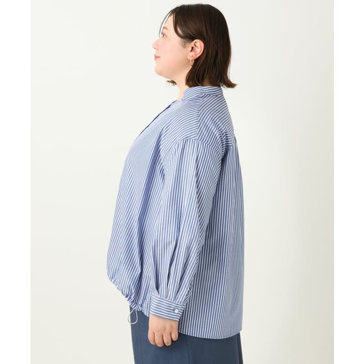 【大きいサイズ】バンドカラーラメストライプシャツ | eur3 | 詳細画像12 