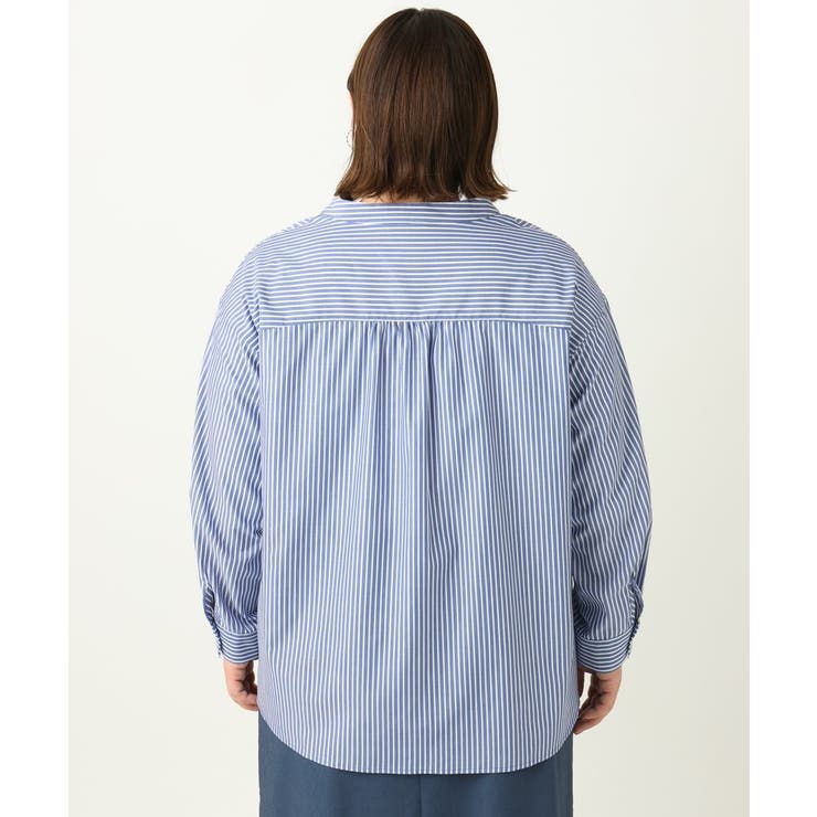 【大きいサイズ】バンドカラーラメストライプシャツ | eur3 | 詳細画像13 