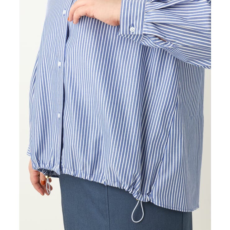 【大きいサイズ】バンドカラーラメストライプシャツ | eur3 | 詳細画像17 