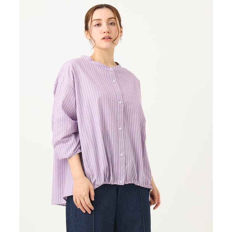 【大きいサイズ】バンドカラーラメストライプシャツ | eur3 | 詳細画像23 