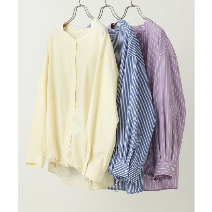 【大きいサイズ】バンドカラーラメストライプシャツ | eur3 | 詳細画像31 