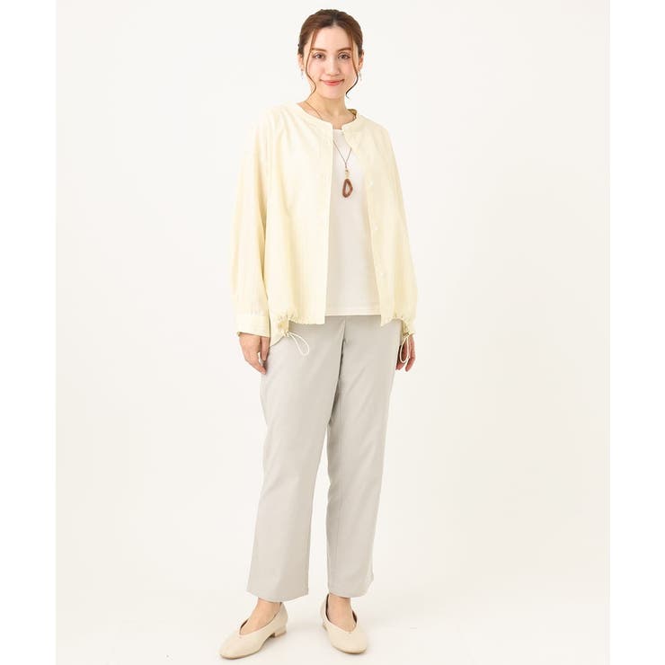 【大きいサイズ】バンドカラーラメストライプシャツ | eur3 | 詳細画像4 