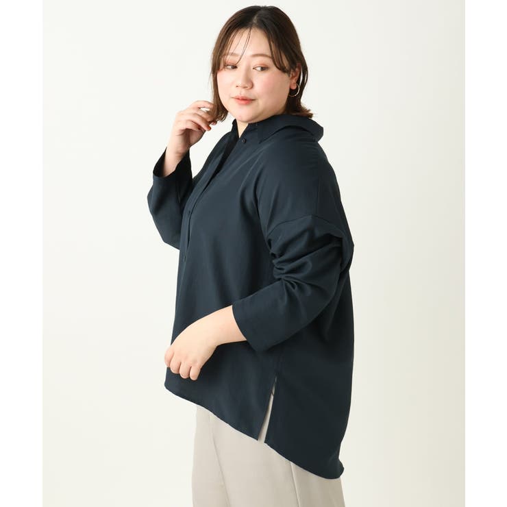 【大きいサイズ】フィブリルサテンドロップショルダーシャツ | eur3 | 詳細画像14 