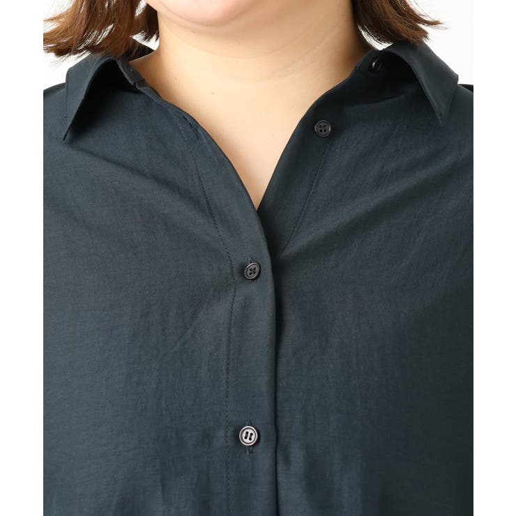 【大きいサイズ】フィブリルサテンドロップショルダーシャツ | eur3 | 詳細画像18 