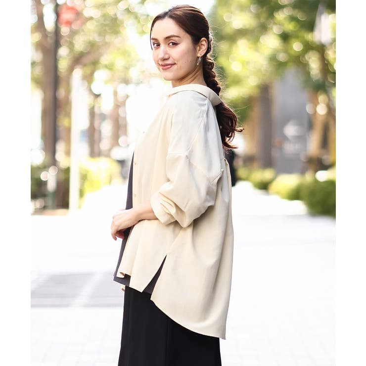 【大きいサイズ】フィブリルサテンドロップショルダーシャツ | eur3 | 詳細画像2 