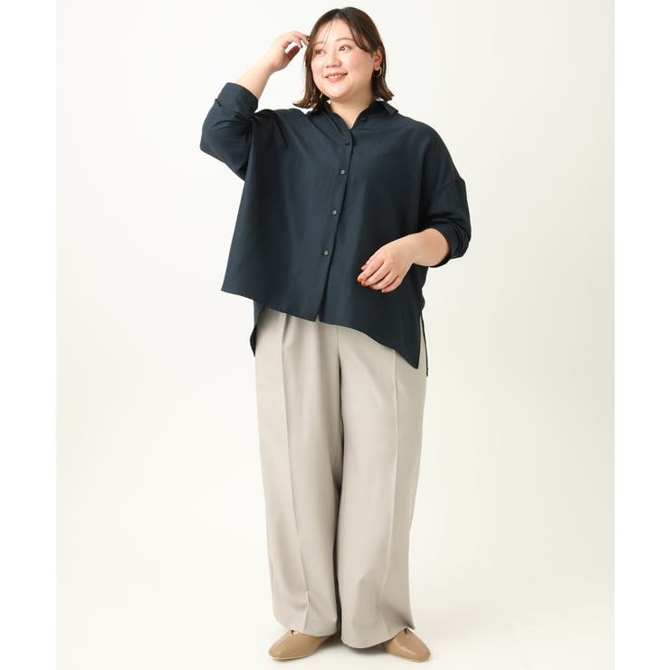 【大きいサイズ】フィブリルサテンドロップショルダーシャツ | eur3 | 詳細画像23 