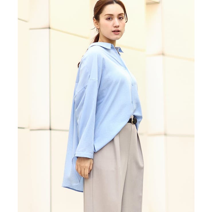 【大きいサイズ】フィブリルサテンドロップショルダーシャツ | eur3 | 詳細画像5 