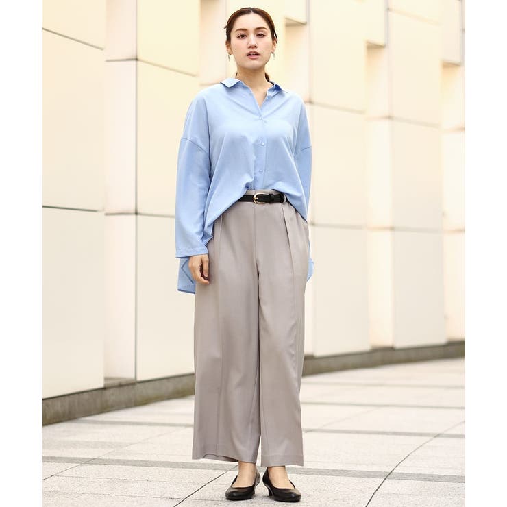 【大きいサイズ】フィブリルサテンドロップショルダーシャツ | eur3 | 詳細画像6 