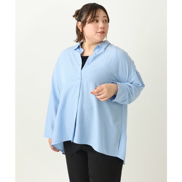 【大きいサイズ】フィブリルサテンドロップショルダーシャツ | eur3 | 詳細画像9 