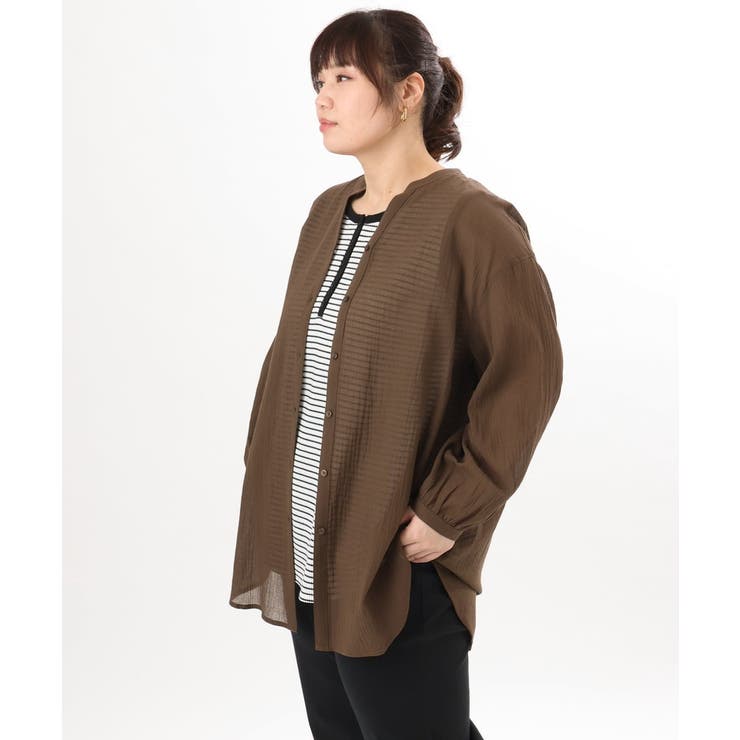 【大きいサイズ】バンドカラーコットンブラウス | eur3 | 詳細画像12 