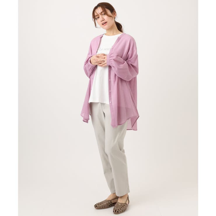 【大きいサイズ】バンドカラーコットンブラウス | eur3 | 詳細画像2 