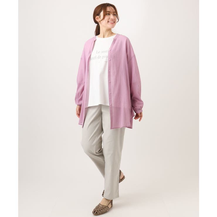 【大きいサイズ】バンドカラーコットンブラウス | eur3 | 詳細画像3 