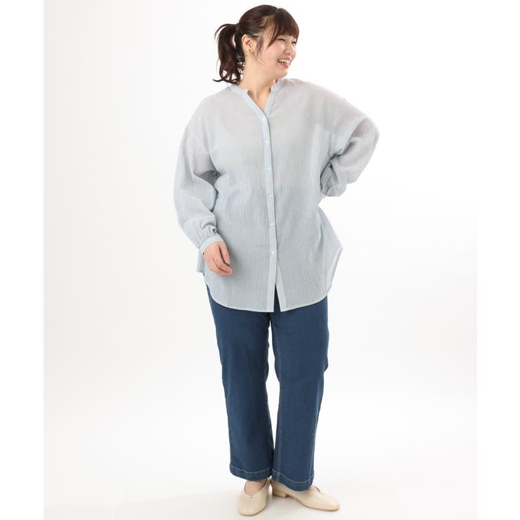 【大きいサイズ】バンドカラーコットンブラウス | eur3 | 詳細画像8 