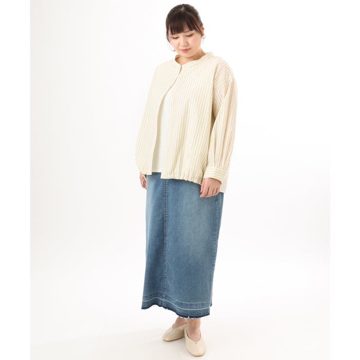 【大きいサイズ】バンドカラーストライプシャツ | eur3 | 詳細画像10 