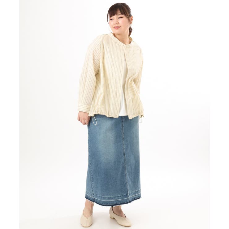 【大きいサイズ】バンドカラーストライプシャツ | eur3 | 詳細画像11 