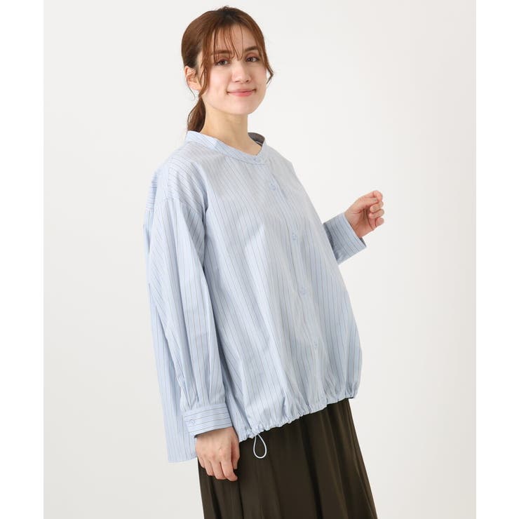 【大きいサイズ】バンドカラーストライプシャツ | eur3 | 詳細画像13 