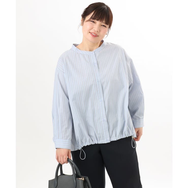 【大きいサイズ】バンドカラーストライプシャツ | eur3 | 詳細画像16 