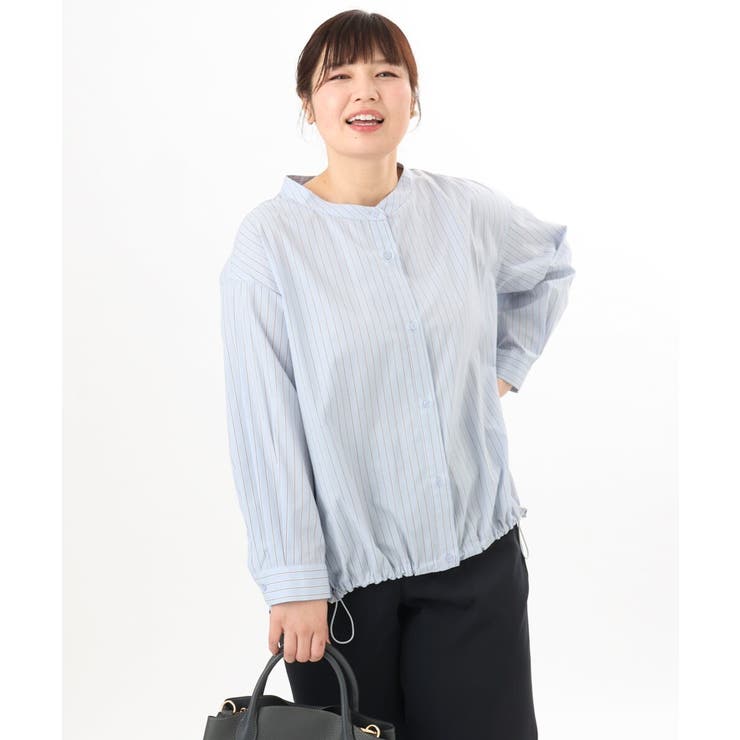 【大きいサイズ】バンドカラーストライプシャツ | eur3 | 詳細画像17 