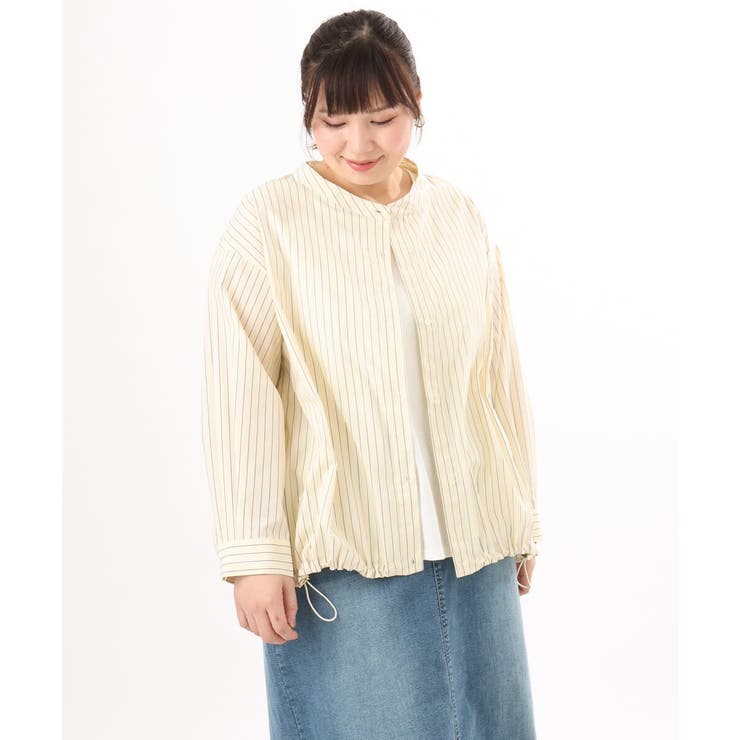 【大きいサイズ】バンドカラーストライプシャツ | eur3 | 詳細画像6 