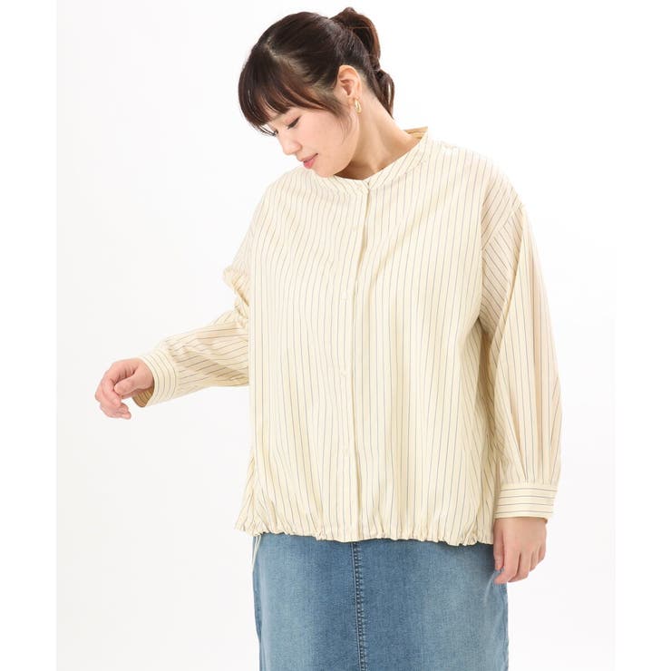 【大きいサイズ】バンドカラーストライプシャツ | eur3 | 詳細画像7 