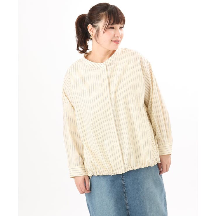 【大きいサイズ】バンドカラーストライプシャツ | eur3 | 詳細画像8 