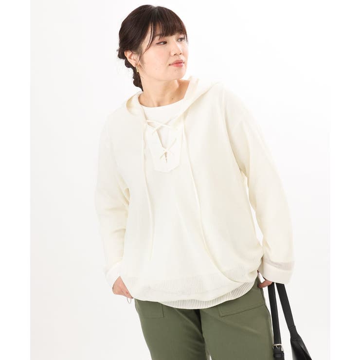 【大きいサイズ】レースアップメッシュフーディ | eur3 | 詳細画像5 