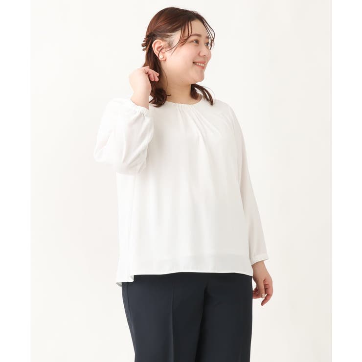 【大きいサイズ/11号サイズあり】サテンタックブラウス | eur3 | 詳細画像4 