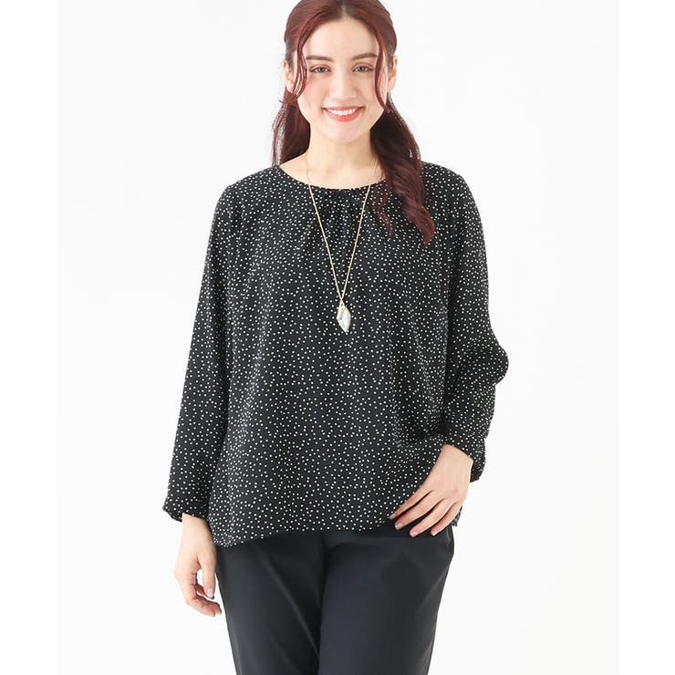 ブラック(94) | 【大きいサイズ/11号サイズあり】サテンタックブラウス | eur3