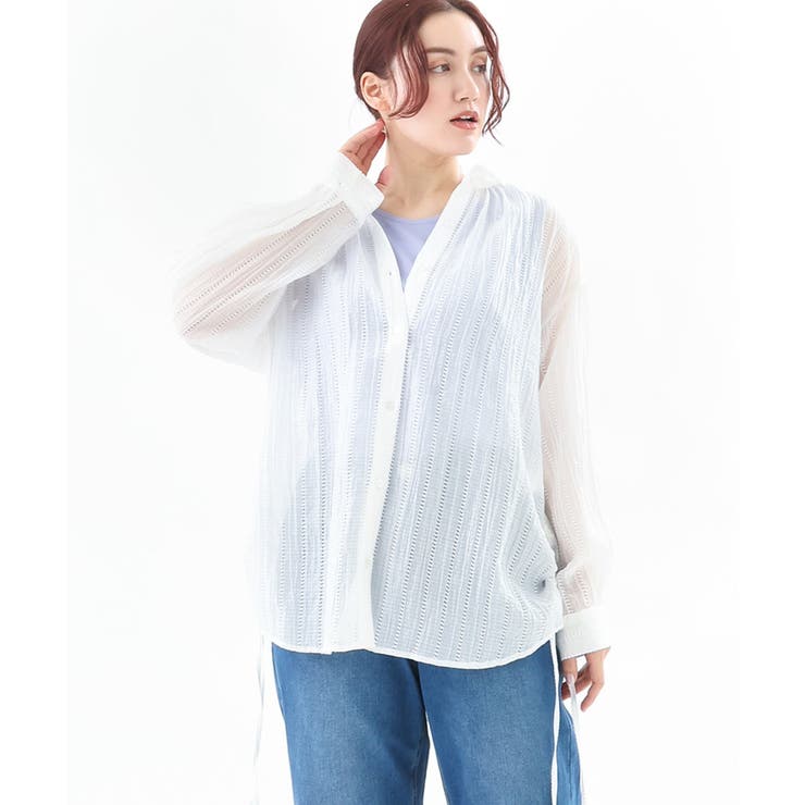 ホワイト(90) | 【大きいサイズ】シアードビーブラウス | eur3