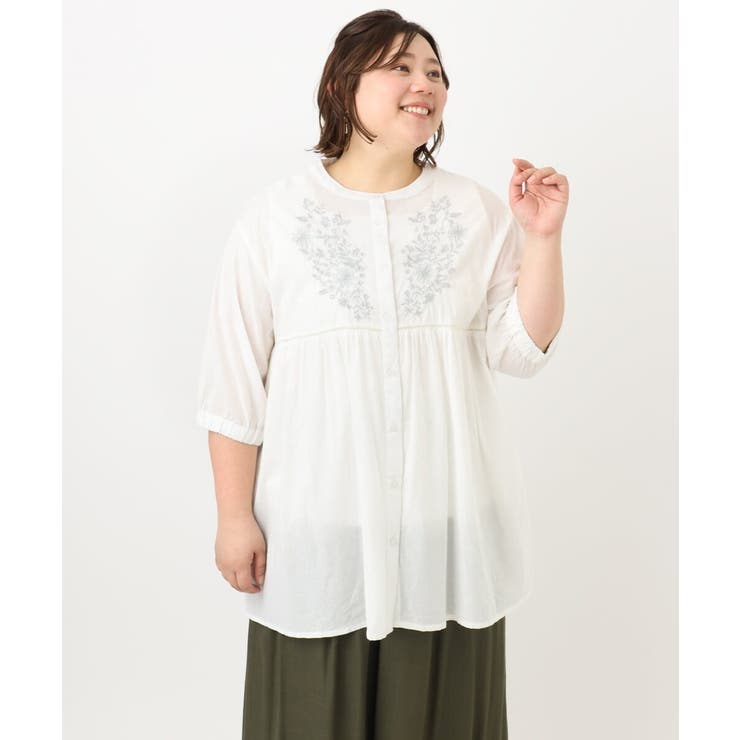【大きいサイズ】フラワー刺繍ブラウス | eur3 | 詳細画像19 