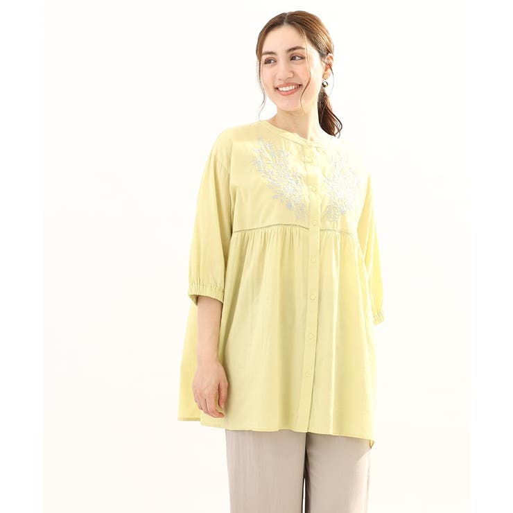 【大きいサイズ】フラワー刺繍ブラウス | eur3 | 詳細画像2 